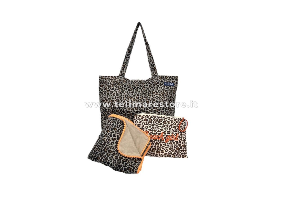 Kikoy Copacabana Animalier Sabbia con Pon Pon 90x170cm Telo Mare - Pareo Spiaggia 