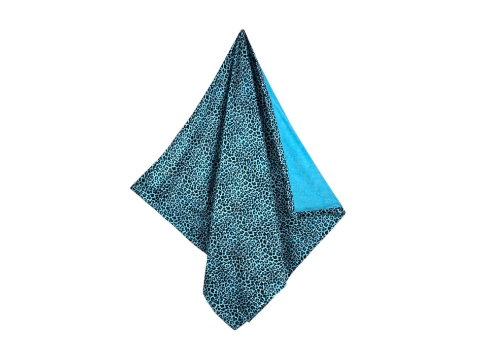 Kikoy Ipanema Leopard Azzurro 90x170cm Telo Mare - Pareo Spiaggia Senza Frange