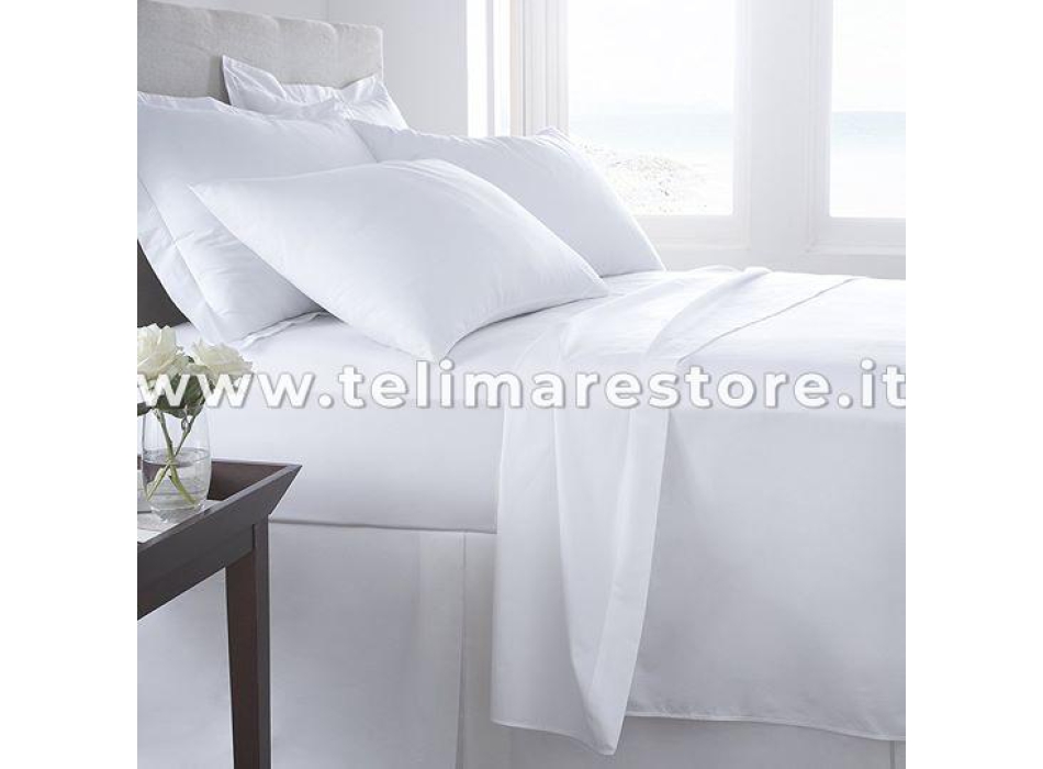 Lenzuolo Matrimoniale Bianco 240x290+5+5 cm 100% Cotone Filato Ring