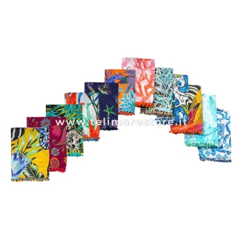 Pareo Cavallucio Marino con Pon Pon 100% cotone misura 100x170 cm Telo Mare Fantasia