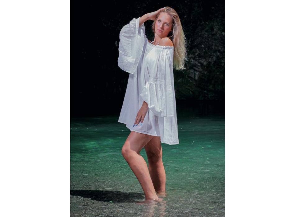 Pareo Copricostume Bianco Capri 100% Cotone Bianco