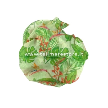 Pareo Foglie Tropicali Verde 100%Poliestere misura 100x170cm Foulard Copricostume