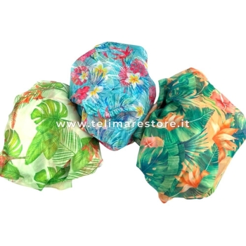 Pareo Foglie Tropicali Verde 100%Poliestere misura 100x170cm Foulard Copricostume