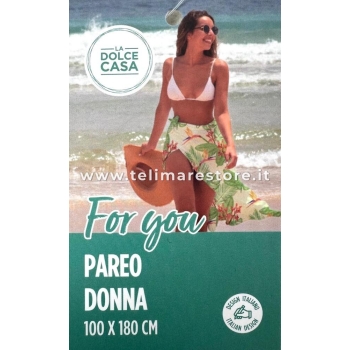 Pareo Foglie Tropicali Verde 100%Poliestere misura 100x170cm Foulard Copricostume