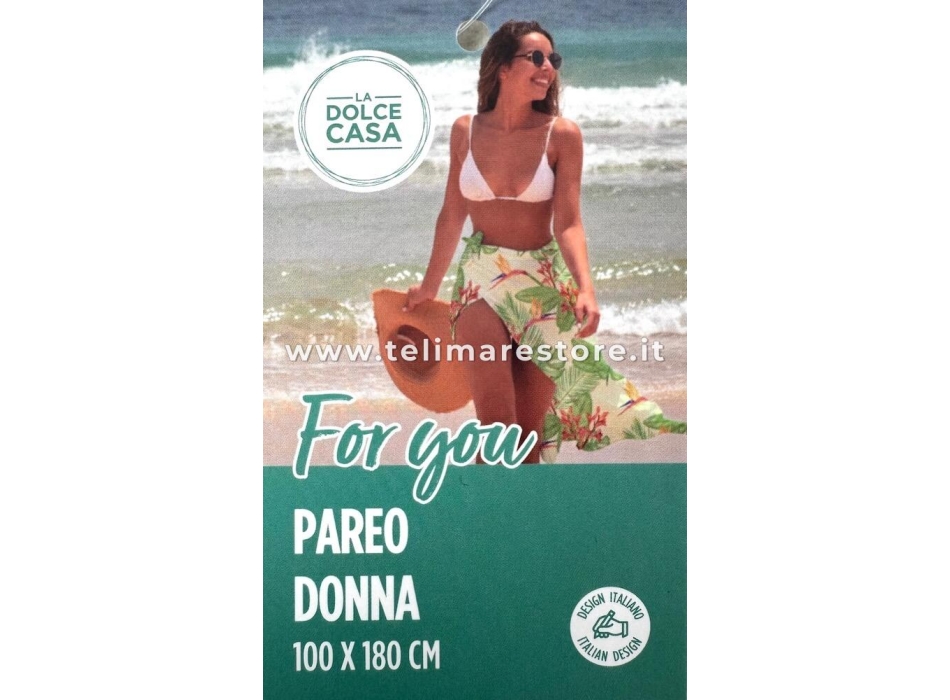 Pareo Foglie Tropicali Verde 100%Poliestere misura 100x170cm Foulard Copricostume