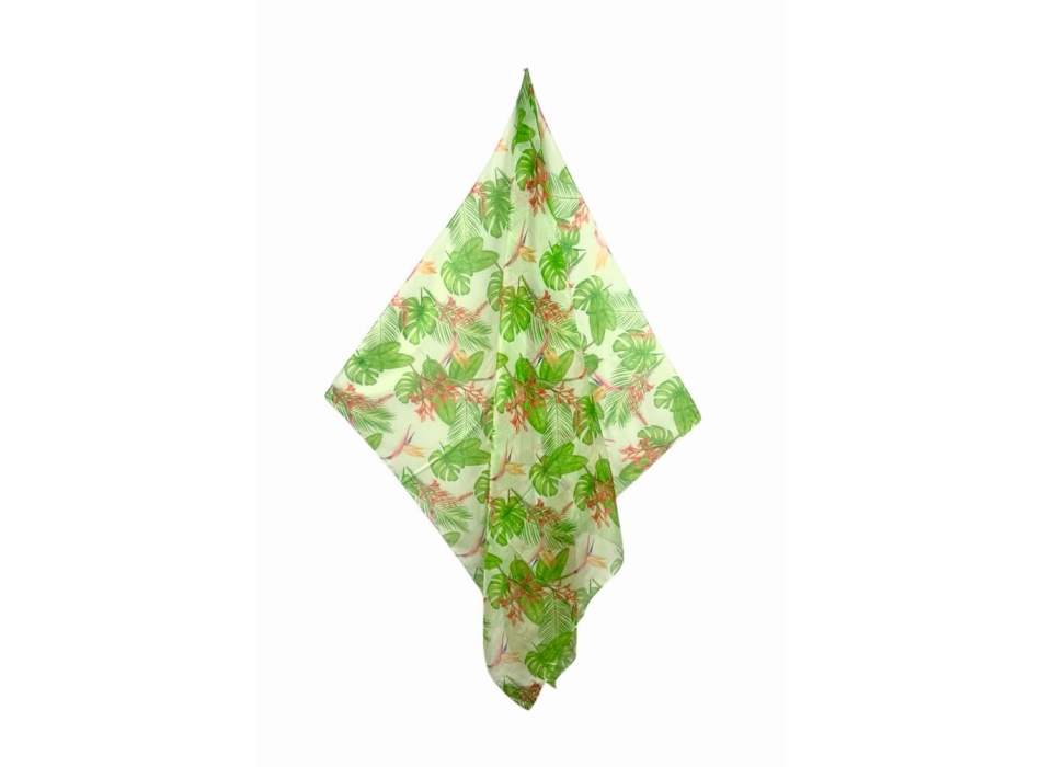 Pareo Foglie Tropicali Verde 100%Poliestere misura 100x170cm Foulard Copricostume
