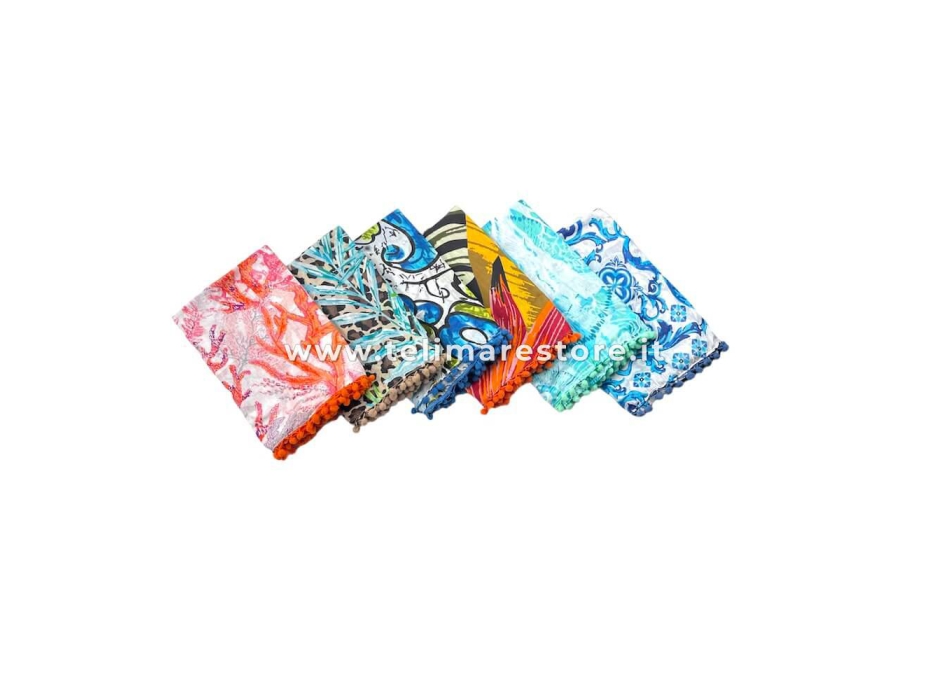 Pareo Maculato con Pon Pon 100% cotone misura 100x170 cm Telo Mare Fantasia