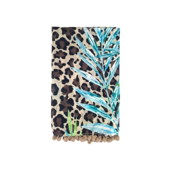 Pareo Maculato con Pon Pon 100% cotone misura 100x170 cm Telo Mare Fantasia