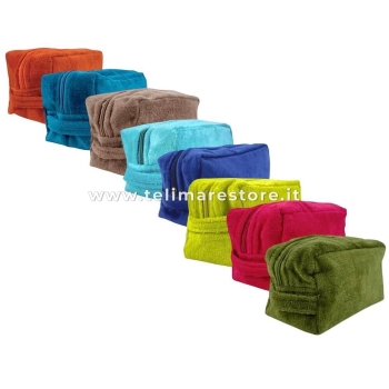 Pochette-Beauty Case Celeste in Spugna Velour 100% Cotone 12x12x24 cm con Zip