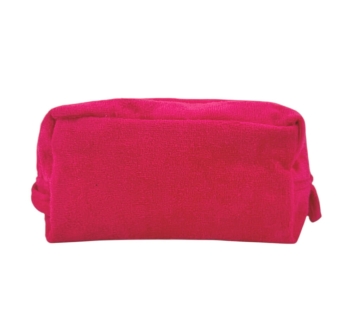 Pochette-Beauty Case Fucsia in Spugna Velour 100% Cotone 12x12x24 cm con Zip