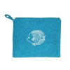 Pochette Azzurra Aquarius Ricamo Pesce misura 25x30cm Spugna Velour Con Zip e Laccio