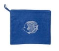 Pochette Blu Aquarius Ricamo Pesce misura 25x30cm Spugna Velour Con Zip e Laccio