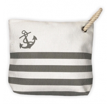 Pochette Classic Stripe Grigio 100% Poliestere Tessuto Impermeabile con Zip Misura 29x23 cm