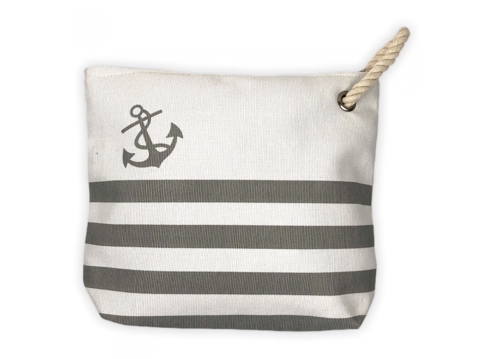 Pochette Classic Stripe Grigio 100% Poliestere Tessuto Impermeabile con Zip Misura 29x23 cm