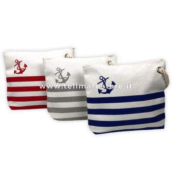 Pochette Classic Stripe Rosso 100% Poliestere Tessuto Impermeabile con Zip Misura 29x23 cm