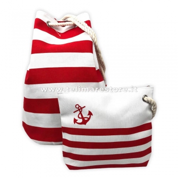 Pochette Classic Stripe Rosso 100% Poliestere Tessuto Impermeabile con Zip Misura 29x23 cm