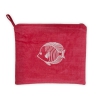 Pochette Corallo Aquarius Ricamo Pesce misura 25x30cm Spugna Velour Con Zip e Laccio