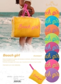 Pochette Rosa con Laccio da Polso e Stampa Beach Girl Gialla 28x22cm Interno Impermeabile