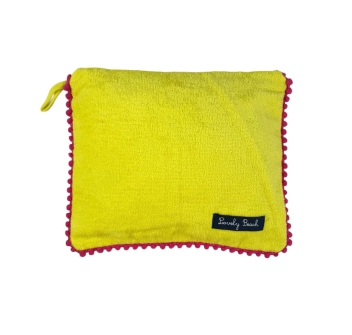 Pochette Marisol Giallo Limone in Spugna Velour 50%Cotone 50%Poliestere 30x25cm con Zip Borsetta da Spiaggia