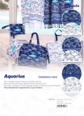 Pochette New Aquarius Blu Coralli 100% Cotone Con Laccio e Zip Borsetta da Spiaggia
