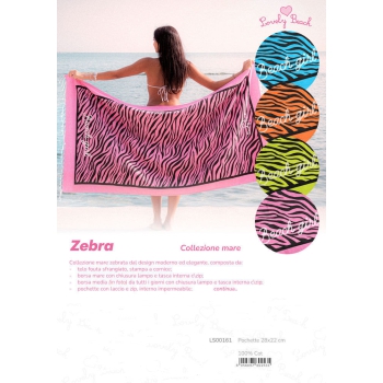 Pochette New Zebra Rosa 100%Cotone Con Laccio e Zip 28x22 cm Interno Impermeabile