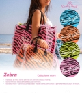Pochette New Zebra Azzurro 100%Cotone Con Laccio e Zip 28x22 cm Interno Impermeabile