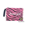 Pochette New Zebra Rosa 100%Cotone Con Laccio e Zip 28x22 cm Interno Impermeabile