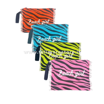 Pochette New Zebra Verde 100%Cotone Con Laccio e Zip 28x22 cm Interno Impermeabile