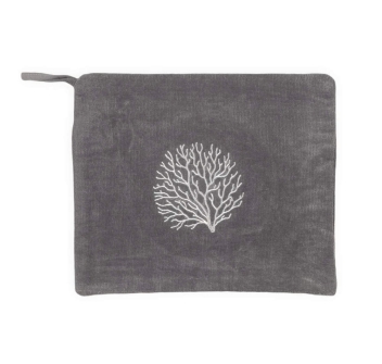 Pochette Tortora Aquarius Ricamo Corallo misura 25x30cm Spugna Velour Con Zip e Laccio