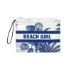 Pochette Wild Blu 100% Cotone con Zip Borsetta Spiaggia con Laccetto da Polso 