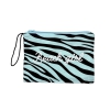 Pochette Zebra Azzurro 100% Cotone Con Laccio e Zip Borsa da Spiaggia 28x22 cm Interno Impermeabile