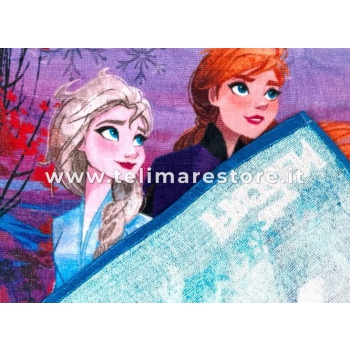Poncho Da Bambina Stampato Frozen Spugna 100% Cotone Misura 50x100cm Telo Mare Con Cappuccio