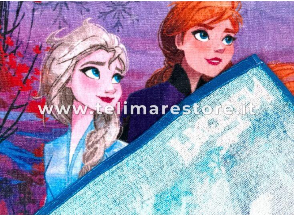 Poncho Da Bambina Stampato Frozen Spugna 100% Cotone Misura 50x100cm Telo Mare Con Cappuccio