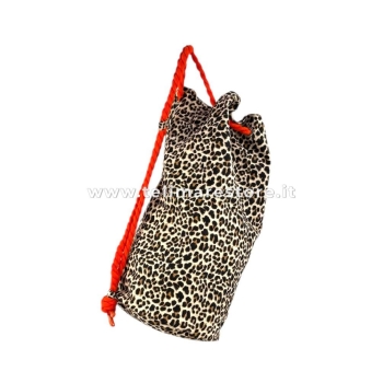 Sacca Mare New Leopard Maculato Sabbia 25x25x50cm con Coulisse 100% Cotone Canvas