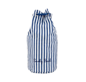 Sacca Mare Stripe Blu 25x25x50cm con Coulisse 100% Cotone Canvas Zaino Casual 
