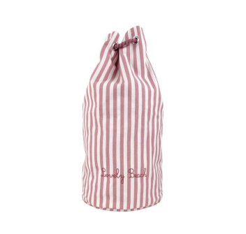 Sacca Mare Stripe Rosa 25x25x50cm con Coulisse 100% Cotone Canvas Zaino Casual 