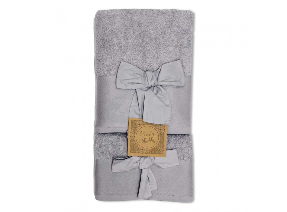 Set Asciugamani Bagno 1+1 in spugna - Modello Fiocco - colore grigio