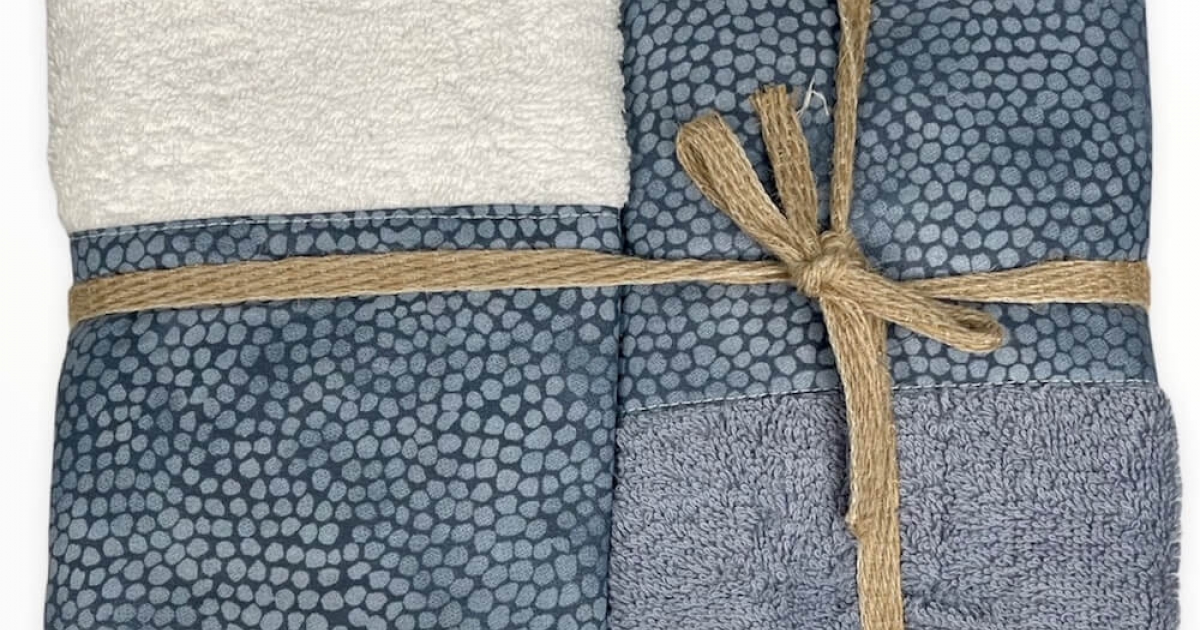 4 pezzi Homealoo Set di asciugamani in cotone soffice blu/oro/bianco/grigio 2 asciugamani da bagno e 2 asciugamani decorativi Medusa 