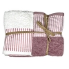 Set Asciugamani Bagno Bianco-Rosa Cipria 2+2 viso+ospite Bordo Rigato 100% Spugna di Cotone