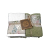 Set Asciugamani Bagno Bianco-Verde Bordo Stampato Fiori 2+2 100% Morbida Spugna di Cotone 