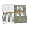 Set Asciugamani Bagno Bianco-Verde Salvia 2+2 Bordo Rigato 100% Spugna di Cotone