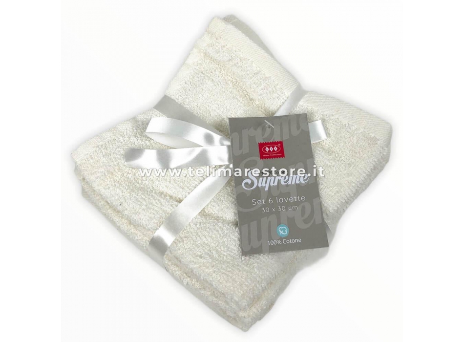 Set Lavette Supreme 6 Pezzi 100% Morbira Spugna Di Cotone 30x30cm