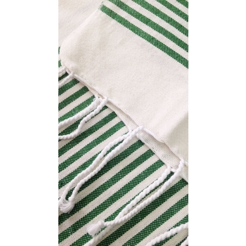 Telo Fouta Agadir Verde a righe in cotone dettaglio tessuto