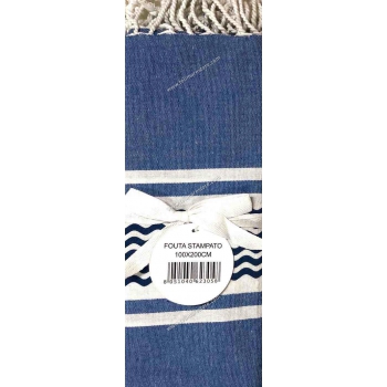 Telo Fouta Azzurro Stampa Ancora 