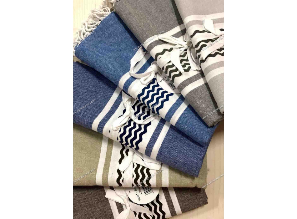 Telo Fouta Azzurro Stampa Ancora 