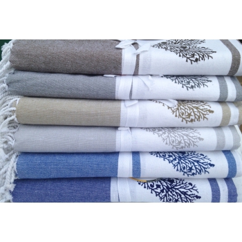Telo Fouta Blu Royal Stampa Cuori