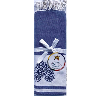 Telo Fouta Blu Royal Stampa Cuori