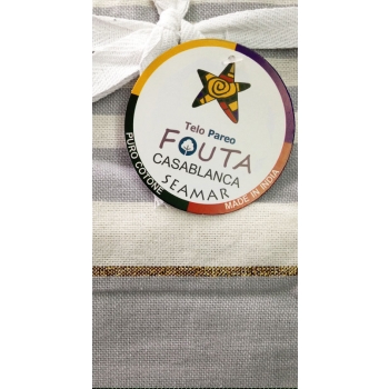 Telo Fouta Casablanca Grigio Chiaro a righe con il lamè in cotone tessuto
