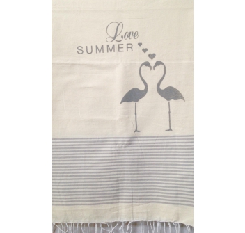 Telo Fouta Fenicotteri Grigio