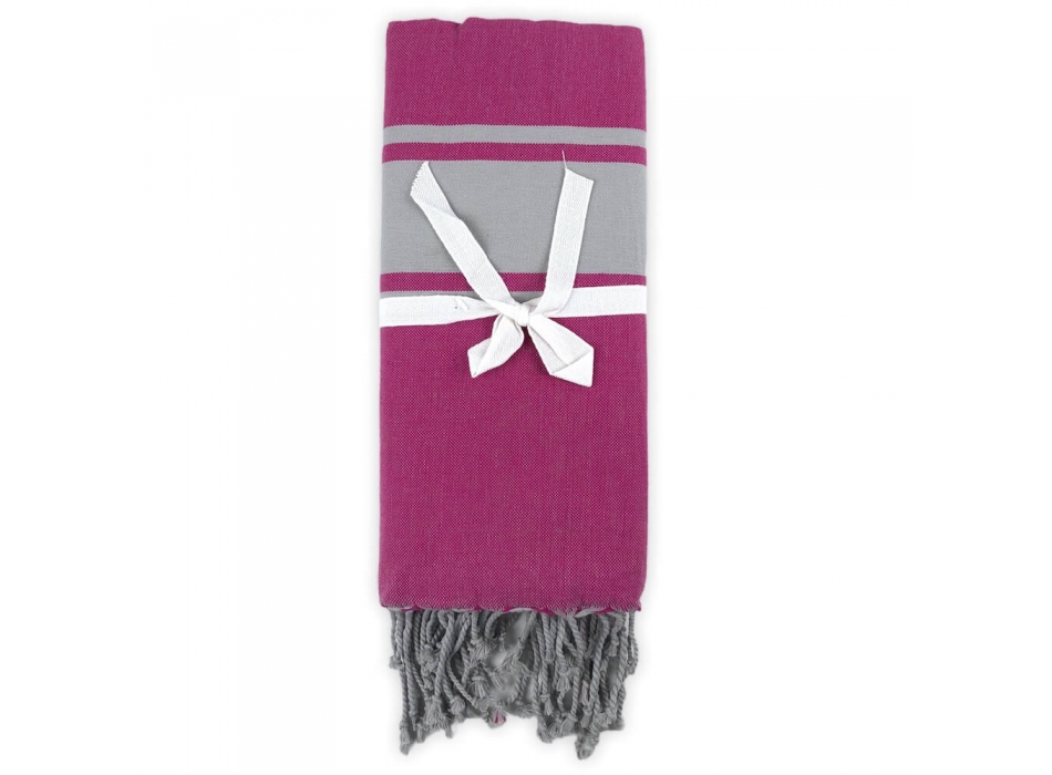 Telo Fouta Matrimoniale Fucsia-Grigio